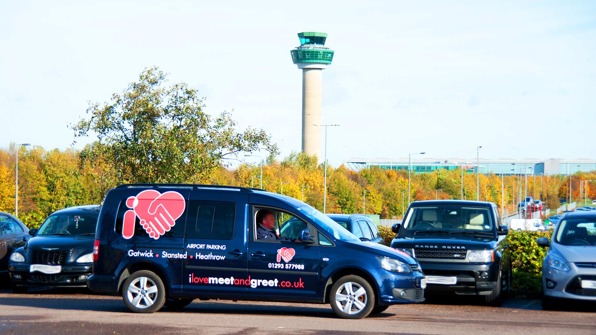 I Love M&G car park at Stansted