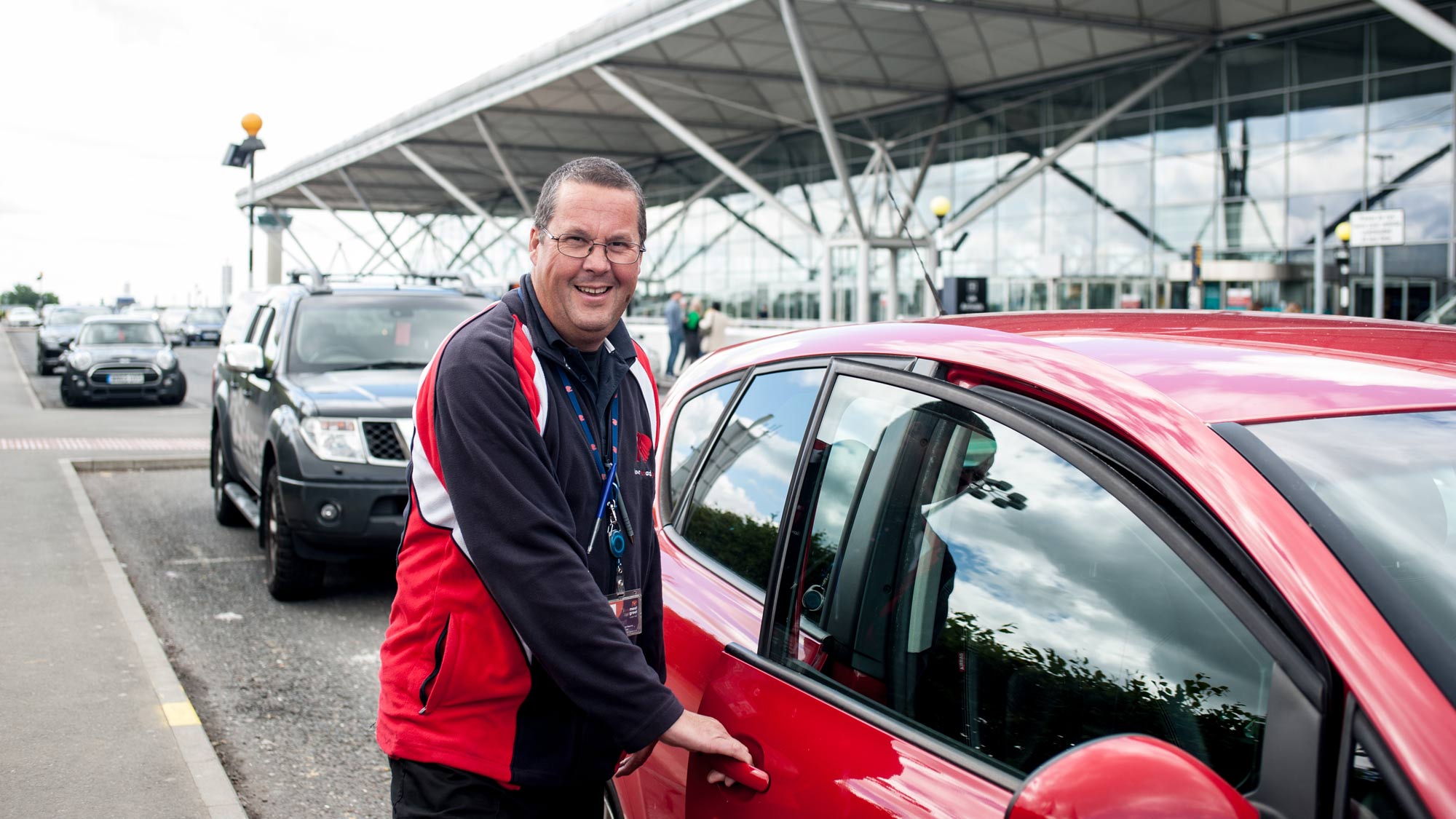 Lee at Stansted collecting a car